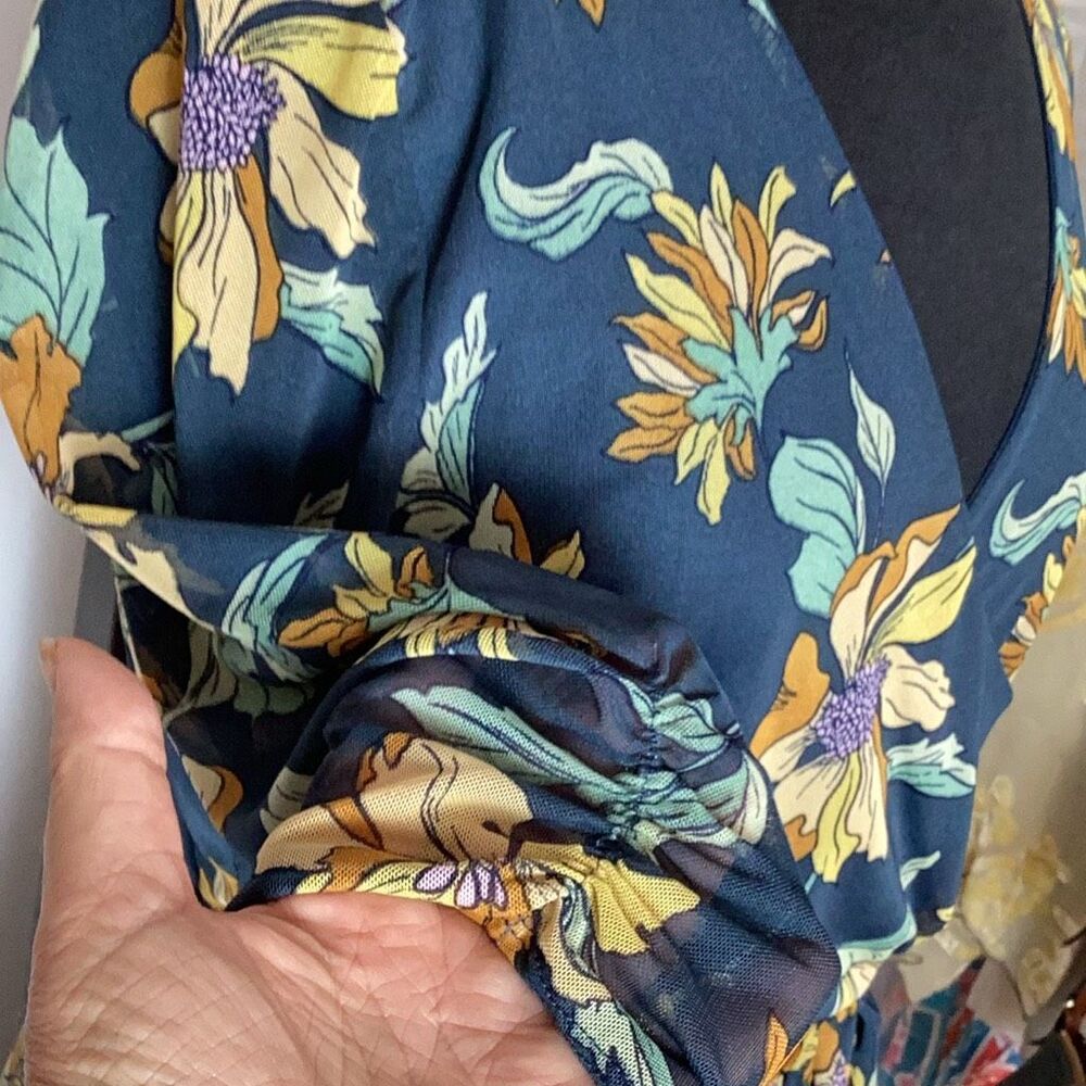 Harlow & Rose Petite Blue Floral Faux Wrap Maxi Dress PXL 3/4 Sleeve - Picture 6 of 9